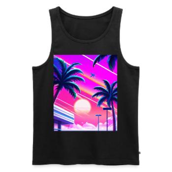 Synthwave Sun Hawaii Vaporwave Aesthetic - Men's Premium Organic Tank Top - black - Front - Michal (187cm)