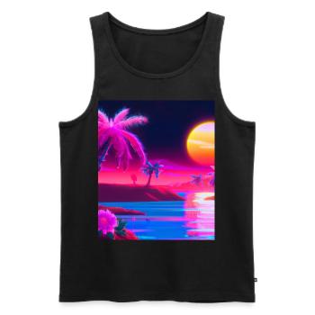 Synthwave Sun Hawaii Vaporwave Aesthetic - Men's Premium Organic Tank Top - black - Front - Michal (187cm)