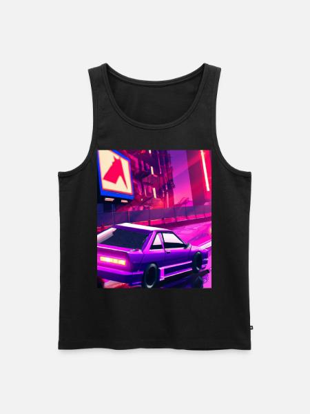 Vaporwave Aesthetic Synthwave Car - Men's Premium Organic Tank Top - black