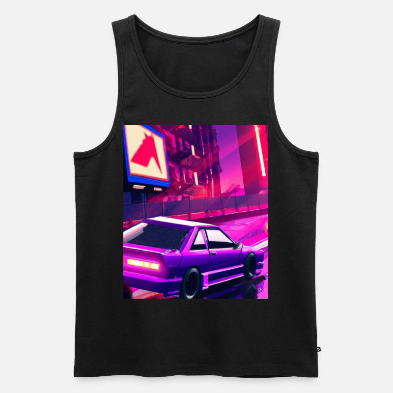 Vaporwave Aesthetic Synthwave Car - Männer Premium Bio Tank Top - Schwarz