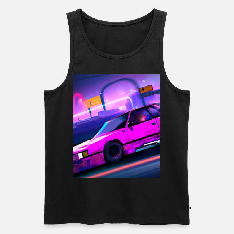 Vaporwave Aesthetic Synthwave Car - Männer Premium Bio Tank Top - Schwarz