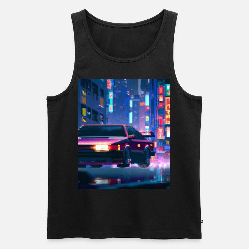 Vaporwave Aesthetic Synthwave Car - Männer Premium Bio Tank Top - Schwarz