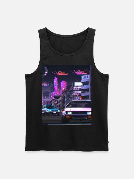 Vaporwave Aesthetic Synthwave Car - Men's Premium Organic Tank Top - black