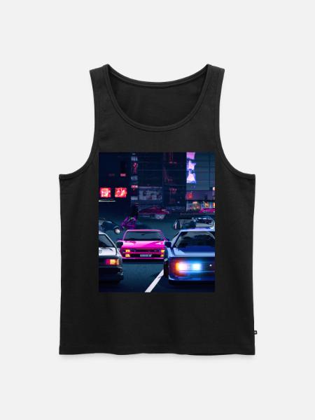 Vaporwave Aesthetic Synthwave Car - Men's Premium Organic Tank Top - black