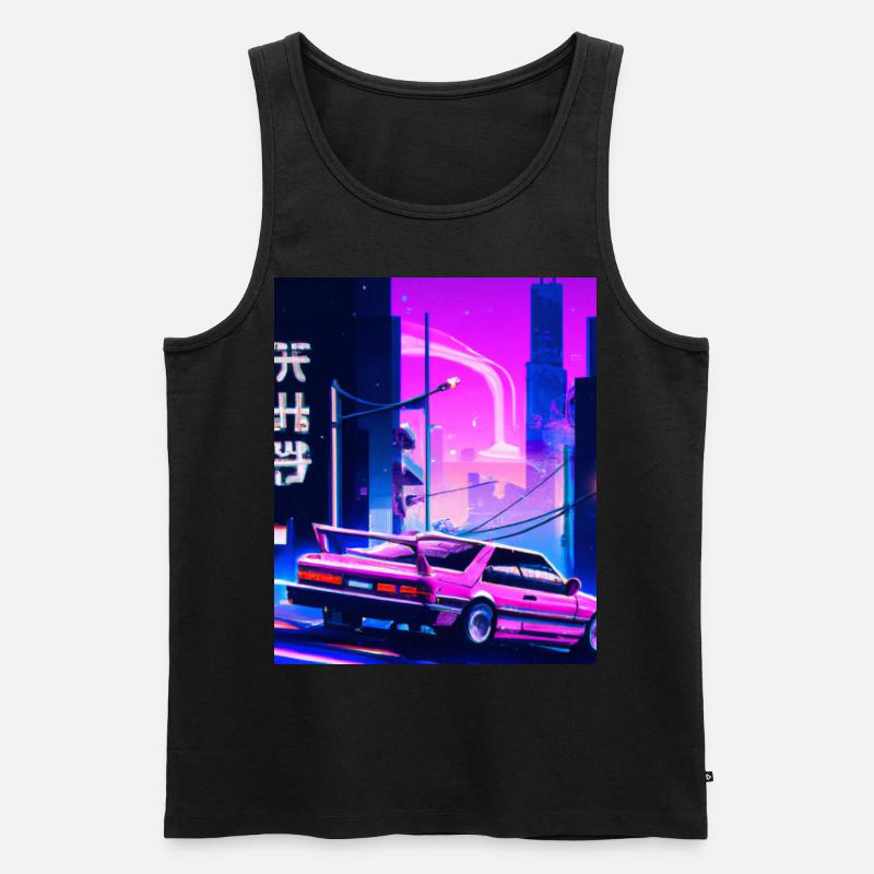 Vaporwave Aesthetic Synthwave Car - Männer Premium Bio Tank Top - Schwarz
