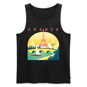 J’adore Paris et la Tour Eiffel Bonjour de Frankre - Débardeur bio Premium Homme - noir - Devant - Michal (187cm)
