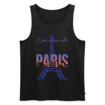 Tour Eiffel J’adore Paris Bonjour de France - Débardeur bio Premium Homme - noir - Devant - Michal (187cm)