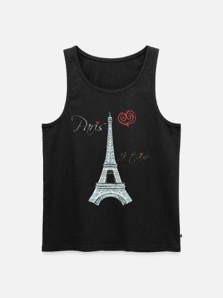 Tour Eiffel Bonjour Paris Love Bike Love de F - Débardeur bio Premium Homme - noir
