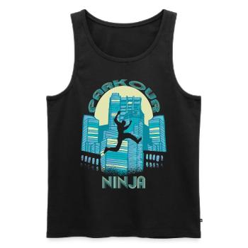 Parkour Ninja City Run Coureur Freestyle - Débardeur bio Premium Homme - noir - Devant - AI Model Male 178 light (178cm)
