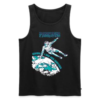 Avertissement Parkour Sautez par-dessus tout Freestyle Runnin - Débardeur bio Premium Homme - noir - Devant - AI Model Male 178 light (178cm)