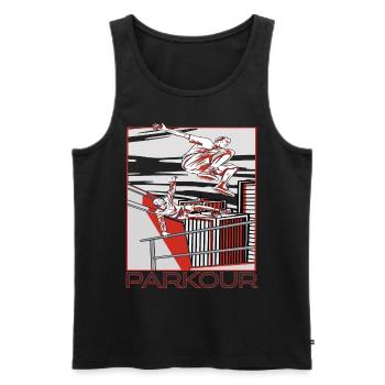 Parkour Warnung Über alles springen Laufen Springe - Männer Premium Bio Tank Top - Schwarz - Vorne - AI Model Male 178 light (178cm)