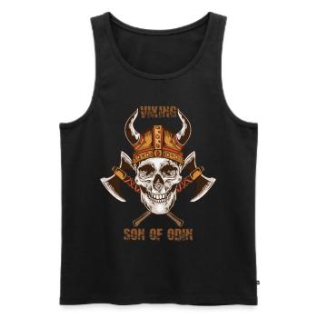 Wikinger Schädel Axt Walhalla Warriors Mythologie - Männer Premium Bio Tank Top - Schwarz - Vorne - AI Model Male 178 light (178cm)
