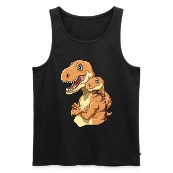 Starker Dino mit Dinosaurier Kind - Männer Premium Bio Tank Top - Schwarz - Vorne - AI Model Male 178 light (178cm)