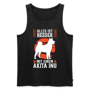 Alles ist besser mit Akita Inu japanischer Spitz - Männer Premium Bio Tank Top - Schwarz - Vorne - Michal (187cm)