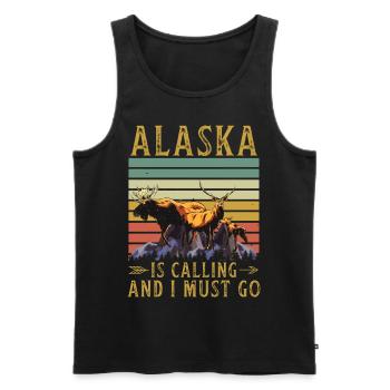 Alaska Geschenk USA Natur Bär Denali Grizzly Wald - Männer Premium Bio Tank Top - Schwarz - Vorne - Michal (187cm)