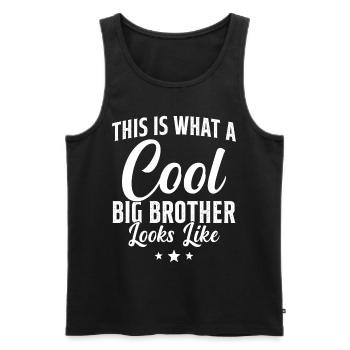 Grand Frère Cadeau Humour - Débardeur bio Premium Homme - noir - Devant - Michal (187cm)