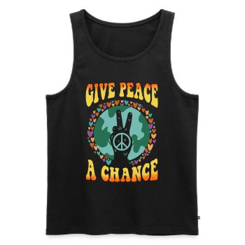 Hippie Tshirt Peace Bewegung Woodstock Boho Groove - Männer Premium Bio Tank Top - Schwarz - Vorne - Michal (187cm)