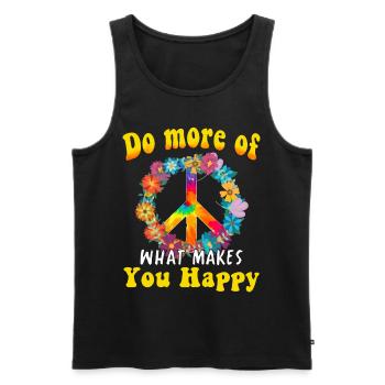 Hippie Peace Groovy Flowerpower Boho Woodstock - Débardeur bio Premium Homme - noir - Devant - AI Model Male 178 light (178cm)