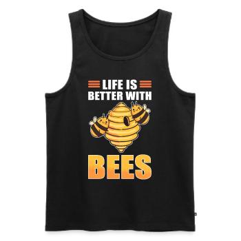 Apiculture Apiculture Abeille Abeille Abeille Ruche Abeille - Débardeur bio Premium Homme - noir - Devant - Michal (187cm)