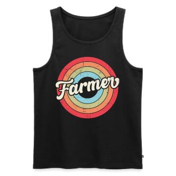 Farming Farmer Retro Vintage - Männer Premium Bio Tank Top - Schwarz - Vorne - Michal (187cm)