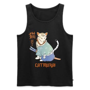 Katze Samurai Catmurai Japanischer Krieger Lustige - Männer Premium Bio Tank Top - Schwarz - Vorne - AI Model Male 178 light (178cm)