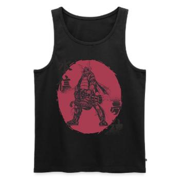 Drôle de samouraï avec Gatling Japanese Warrior B - Débardeur bio Premium Homme - noir - Devant - AI Model Male 178 light (178cm)