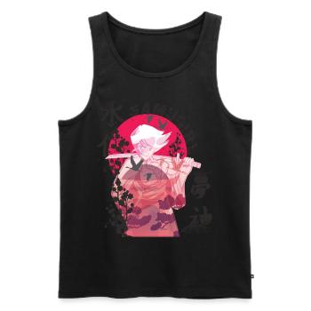 Samurai Mädchen Samugirl Japanische Blumen Krieger - Männer Premium Bio Tank Top - Schwarz - Vorne - AI Model Male 178 light (178cm)