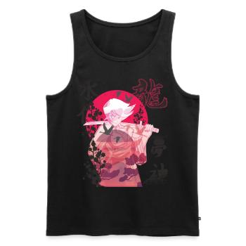 Fille Samouraï Japonais Fleurs Guerrière Japon Ka - Débardeur bio Premium Homme - noir - Devant - Michal (187cm)