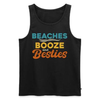 Beaches Booze and Besties - Men's Premium Organic Tank Top - black - Front - AI Model Male 178 light (178cm)