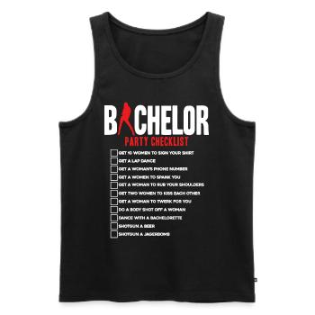 Liste de contrôle de l’enterrement de vie de garçon - Débardeur bio Premium Homme - noir - Devant - AI Model Male 178 light (178cm)