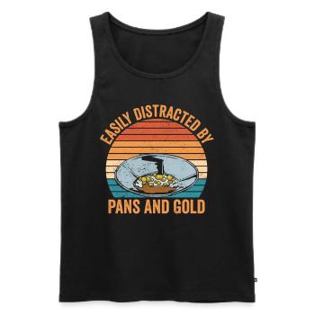 Funny gold panning slightly distracted by pan - Men's Premium Organic Tank Top - black - Front - Michal (187cm)