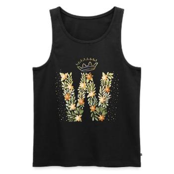 Monogramm Buchstabe W mit Krone, florales Ornament - Männer Premium Bio Tank Top - Schwarz - Vorne - AI Model Male 178 light (178cm)