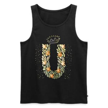 Monogramm Buchstabe U mit Krone, florales Ornament - Männer Premium Bio Tank Top - Schwarz - Vorne - AI Model Male 178 light (178cm)