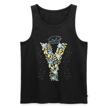 Monogramm Buchstabe Y mit Krone, florales Ornament - Männer Premium Bio Tank Top - Schwarz - Vorne - AI Model Male 178 light (178cm)