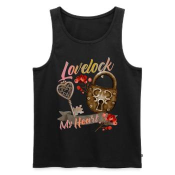 Valentine's Day Padlock Love Saying - Men's Premium Organic Tank Top - black - Front - Michal (187cm)