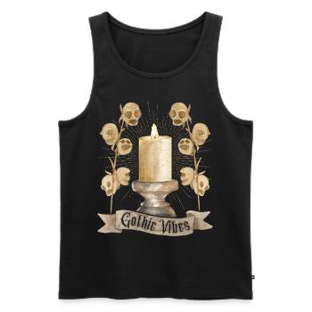 Goth, Gothic-Vibes Totenkopf und Kerze - Männer Premium Bio Tank Top - Schwarz - Vorne - AI Model Male 178 light (178cm)