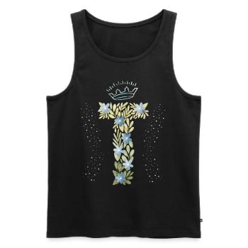 Monogramm Buchstabe T mit Krone, florales Ornament - Männer Premium Bio Tank Top - Schwarz - Vorne - AI Model Male 178 light (178cm)
