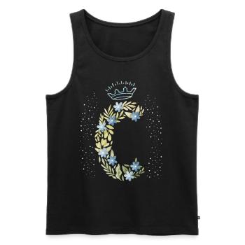 Monogramm Buchstabe C mit Krone, florales Ornament - Männer Premium Bio Tank Top - Schwarz - Vorne - AI Model Male 178 light (178cm)