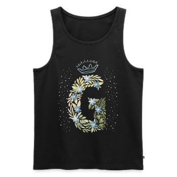 Monogramm Buchstabe G mit Krone, florales Ornament - Männer Premium Bio Tank Top - Schwarz - Vorne - AI Model Male 178 light (178cm)