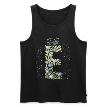 Monogramm Buchstabe E mit Krone, florales Ornament - Männer Premium Bio Tank Top - Schwarz - Vorne - AI Model Male 178 light (178cm)