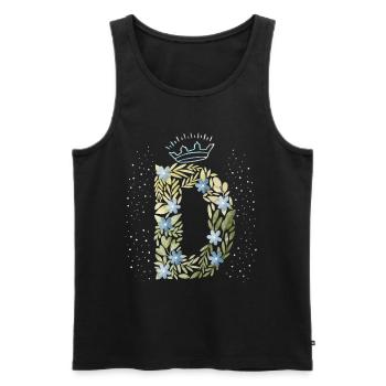 Monogramm Buchstabe D mit Krone, florales Ornament - Männer Premium Bio Tank Top - Schwarz - Vorne - AI Model Male 178 light (178cm)