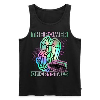 Crystals, Magic Crystals Saying Crystal-Power - Men's Premium Organic Tank Top - black - Front - AI Model Male 178 light (178cm)