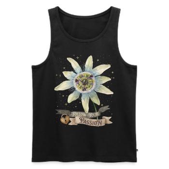 Passiflore, Illustration botanique vintage - Débardeur bio Premium Homme - noir - Devant - AI Model Male 178 light (178cm)