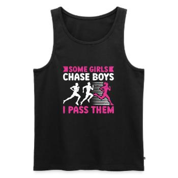 Some Girl Chase Boys Runner Running Girl Track Und - Männer Premium Bio Tank Top - Schwarz - Vorne - AI Model Male 178 light (178cm)