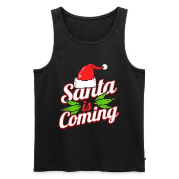Santa Is Coming Logo For Christmas - Men's Premium Organic Tank Top - black - Front - Michal (187cm)