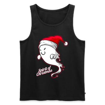 Fantôme avec le chapeau du père Noël de Noël - Débardeur bio Premium Homme - noir - Devant - Michal (187cm)
