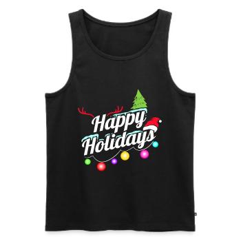 Happy Holidays Fairy Lights Logo For Christmas - Men's Premium Organic Tank Top - black - Front - Michal (187cm)