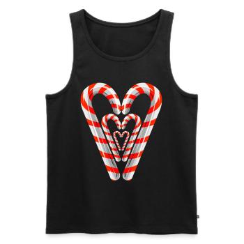 Cannes à sucre formant un coeur pour Noël - Débardeur bio Premium Homme - noir - Devant - Michal (187cm)