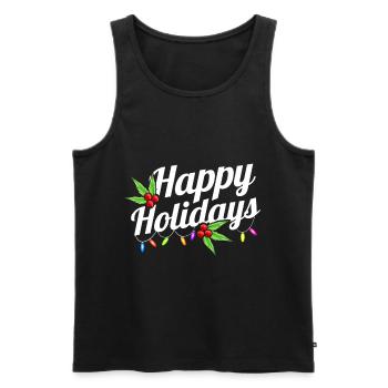 Happy Holidays Logo With Fairy Lights Mistletoe - Männer Premium Bio Tank Top - Schwarz - Vorne - AI Model Male 178 light (178cm)