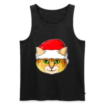 Mignon chat de Noël Kawaii avec chapeau de Père Noël pour - Débardeur bio Premium Homme - noir - Devant - Michal (187cm)